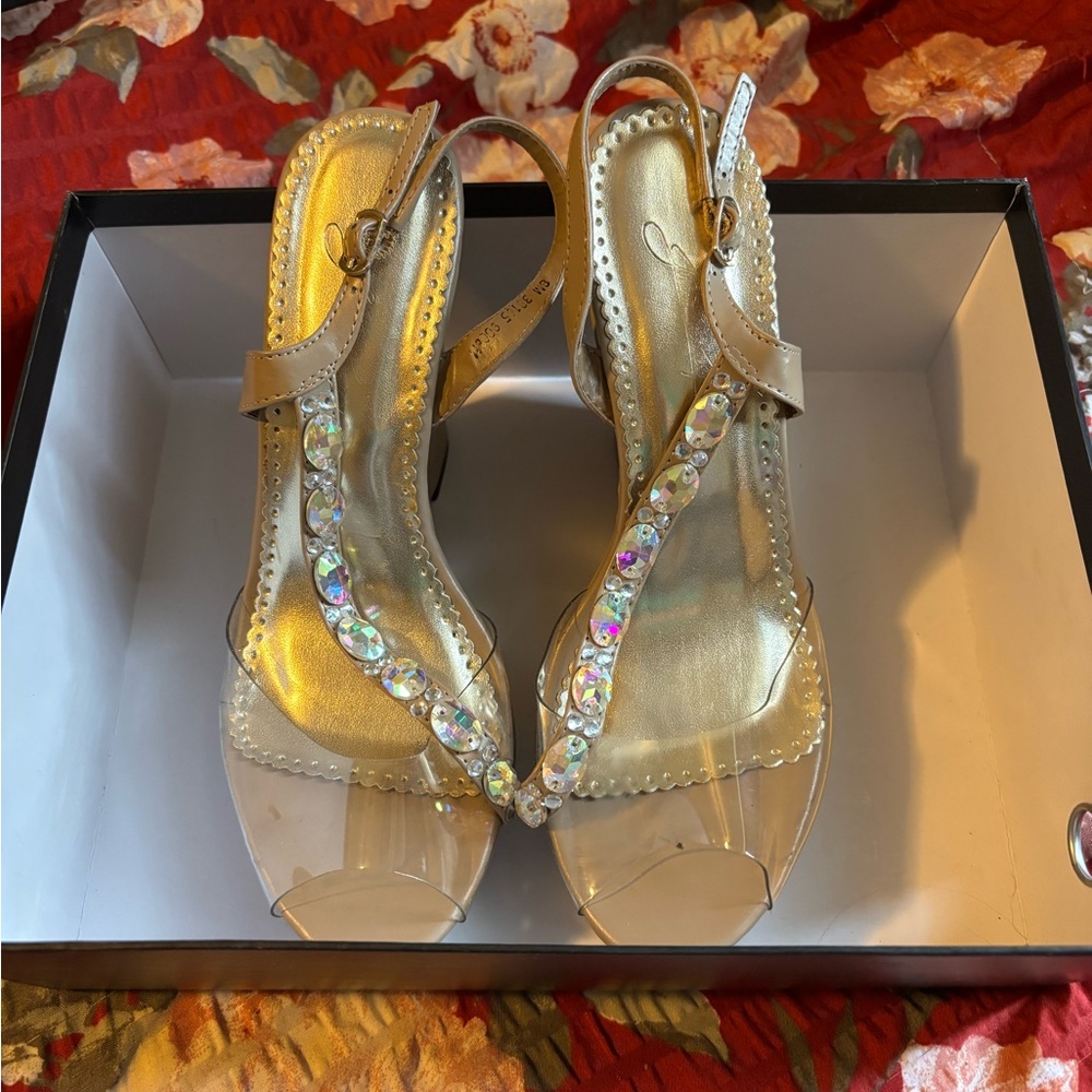 Elegant Gold and Clear Women's Sandals